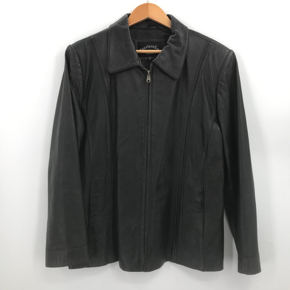 Fourteen Zero Long Sleeve Front Leather Jacket XL